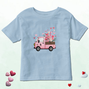 Camiseta Infantil Caminhão Kawaii do Dia dos Namorados com Monograma