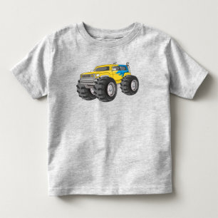 Camiseta Infantil Caminhão Monstro Amarelo Azul