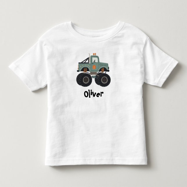 Camiseta Infantil Caminhão Monstro Boho Fofo (Frente)