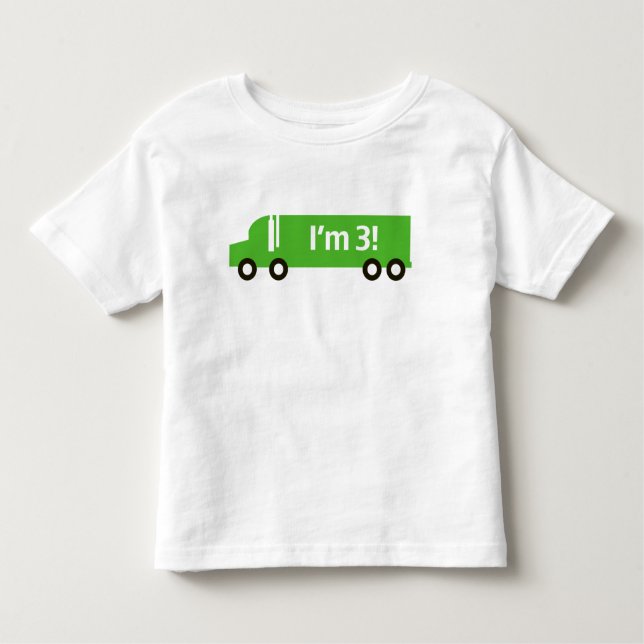 Camiseta Infantil Caminhão Verde: Terceiro Aniversário (Frente)