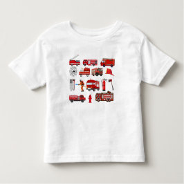 Camiseta Infantil Caminhões de Bombeiros Vermelhos