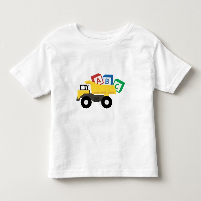 Camiseta Infantil Caminhões de Construção ABC (Frente)