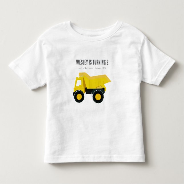 Camiseta Infantil Caminhões de Construção de Aniversário (Frente)