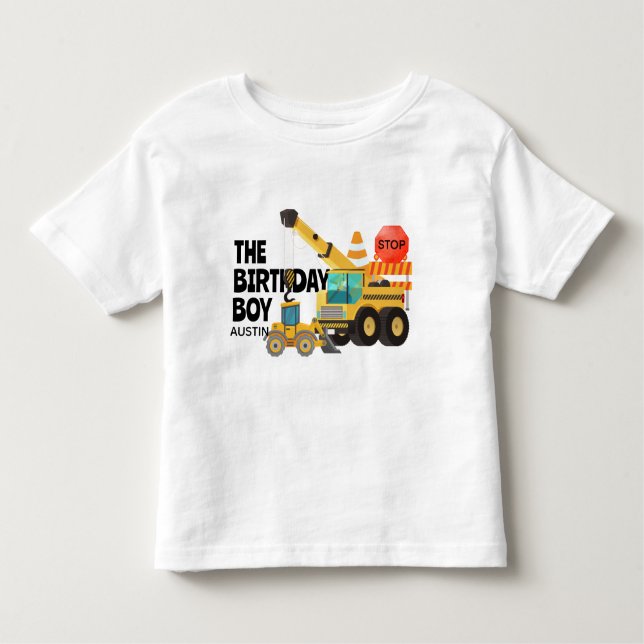 Camiseta Infantil Caminhões de Construção |  Festa de Aniversário In (Frente)