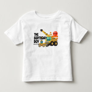 Camiseta Infantil Caminhões de Construção Festa de Aniversário Inf