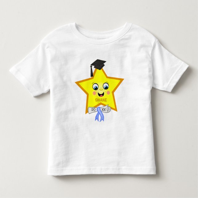 Camiseta Infantil Camisa-estrela de graduação personalizada do menin (Frente)