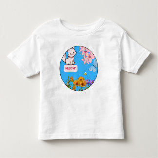 Camiseta Infantil Camisa-T De Bebê De Cuteness De Gatinho Floral
