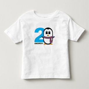 Camiseta Infantil Camiseta-pinguim giro para o aniversário do menino