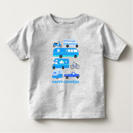 Camiseta Infantil CAMPER FELIZ Campervan Vanlife RV Trailer Blue