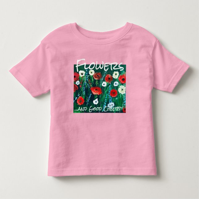 Camiseta Infantil Campo de Flores com Acabamento Fresco em Acrílico  (Frente)