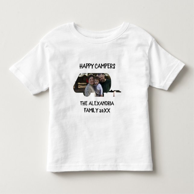 Camiseta Infantil Campos felizes da família de caravanas de trailer  (Frente)