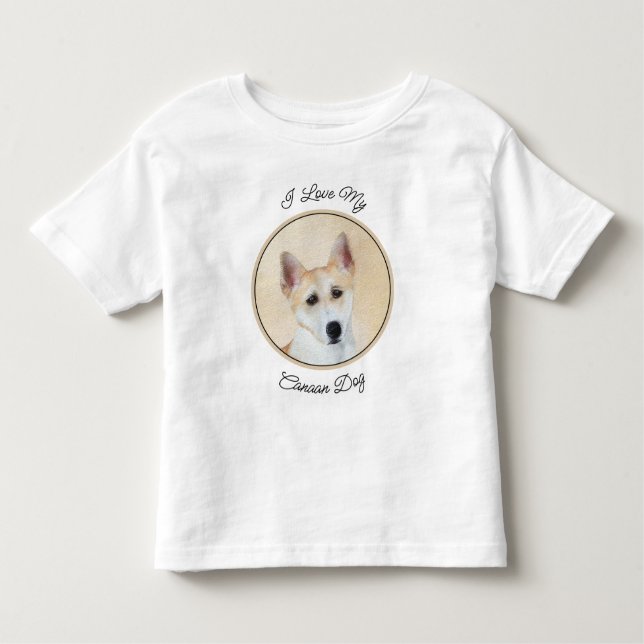 Camiseta Infantil Canaan Dog Painting - Arte de Cachorro Original (Frente)