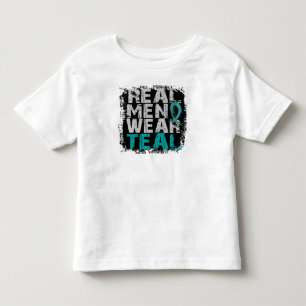 Camiseta Infantil Câncer de ovário Real Men Veste Teal