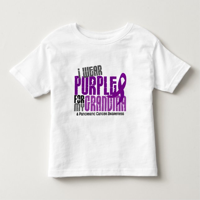 Camiseta Infantil Câncer de pâncreas eu visto o roxo para minha avó (Frente)