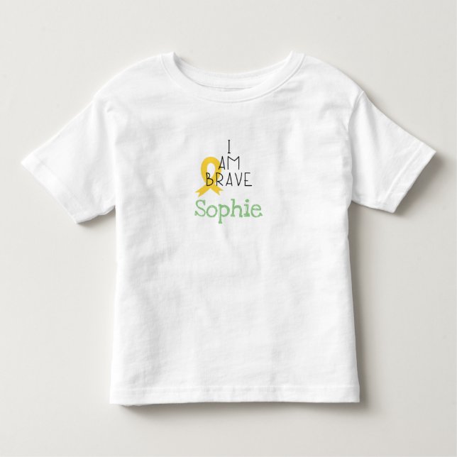 Camiseta Infantil cancer infantil. Sou corajoso.Personalizado Toddle (Frente)