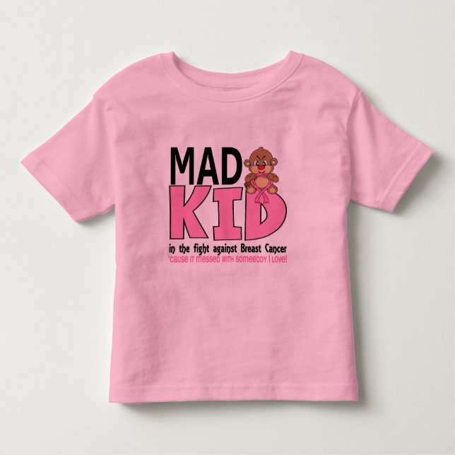 Camiseta Infantil Cancro da mama louco do miúdo (Frente)