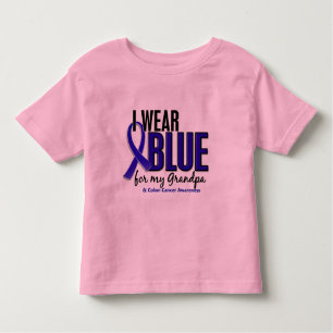 Camiseta Infantil Cancro do cólon eu visto o azul para meu vovô 10