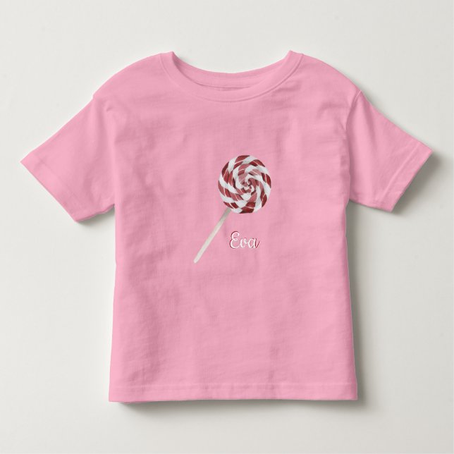 Camiseta Infantil Candy Cane Swirl Lollipop com o nome Toddler T-shi (Frente)