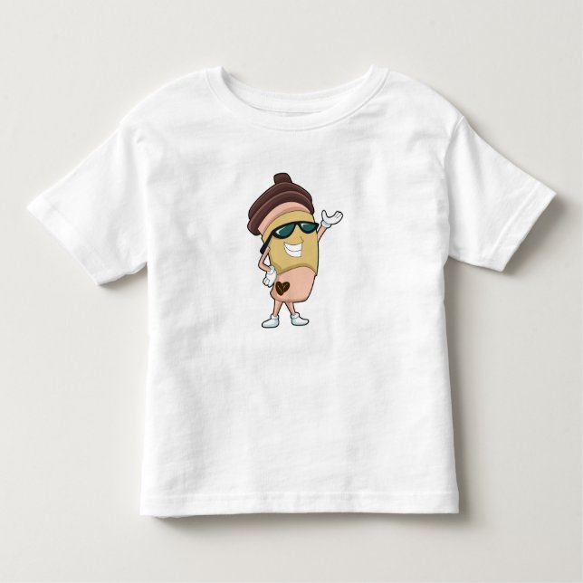 Camiseta Infantil Caneca de café com óculos de sol (Frente)