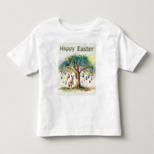 Camiseta Infantil Canguru sob a árvore de goma com ovos de Páscoa
