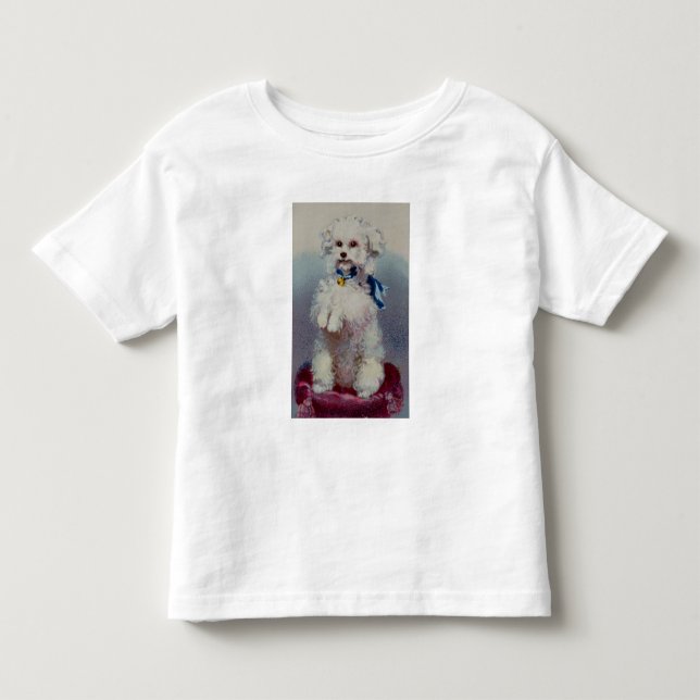 Camiseta Infantil Caniche com fita azul (Frente)