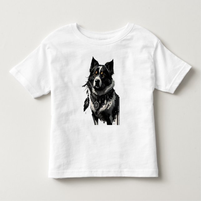 Camiseta Infantil cão, caçador de sonhos, amuleto, talismã, (Frente)