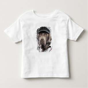 Camiseta Infantil Cão na camisola e no boné