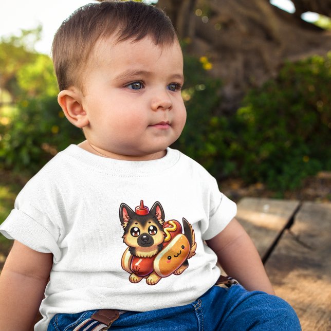 Camiseta Infantil Cão Pastor com Fantasia de Cachorro Quente, Engraç (Criador carregado)