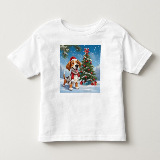 Camiseta Infantil Cão Santa Claus (Frente)