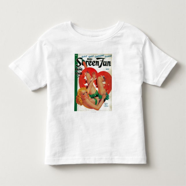 Camiseta Infantil Capa de revista real do divertimento da tela (Frente)