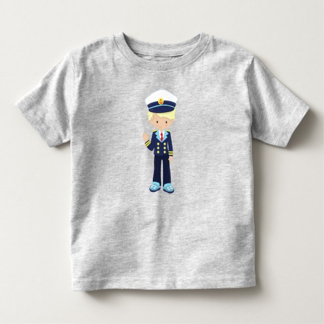 Camiseta Infantil Capitão de Barco, Comandante, Menino Bonito, Cabel (Frente)