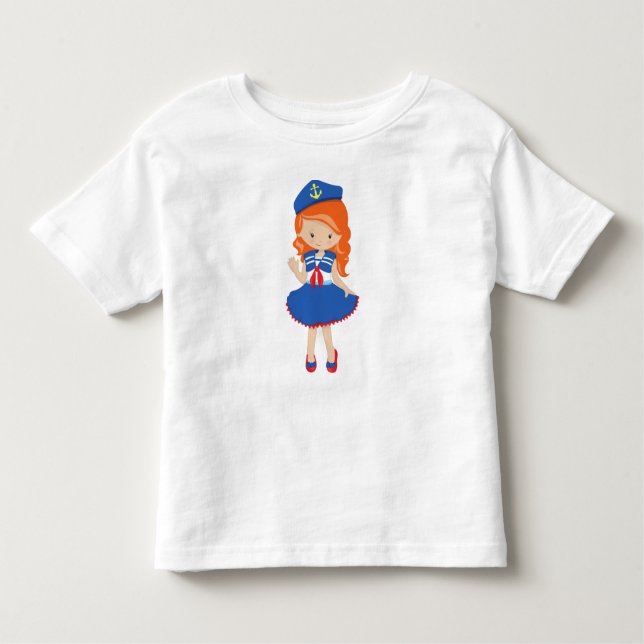 Camiseta Infantil Capitão do Barco, Comandante, Cabelo Laranja, Garo (Frente)