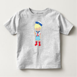 Camiseta Infantil Capitão do Barco, Comandante, Cabelo Loiro, Garoto
