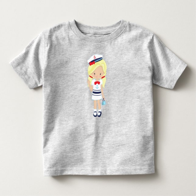 Camiseta Infantil Capitão do Barco, Comandante, Garota Bonita, Cabel (Frente)
