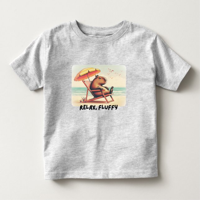Camiseta Infantil Capybara at beach says: Relax, Fluffy (Frente)
