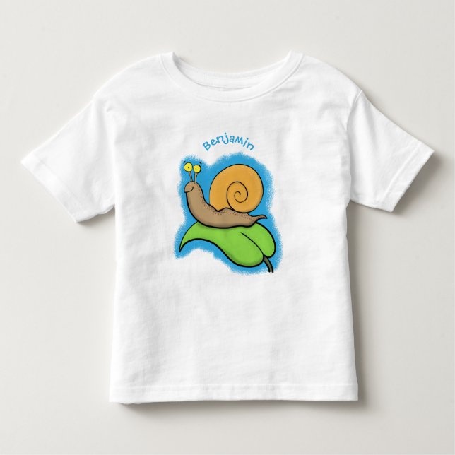 Camiseta Infantil Caracol bonito e feliz numa ilustração de desenho  (Frente)