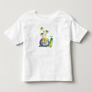 Camiseta Infantil Caracol Feliz Branca Com Flores Amarelas