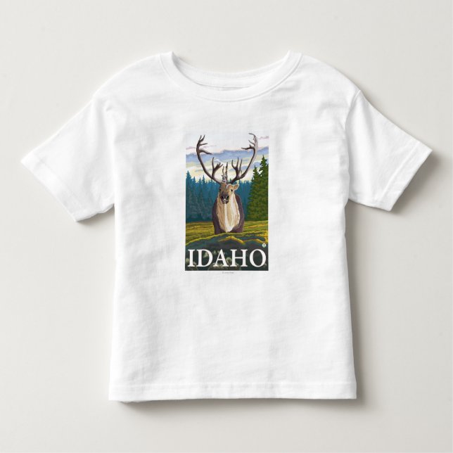 Camiseta Infantil Caribu no selvagem - Idaho (Frente)