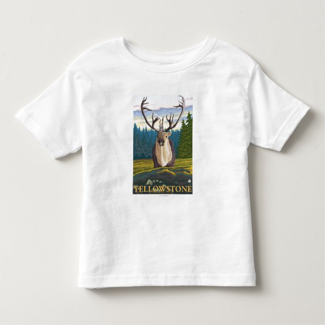 Camiseta Infantil Caribu no selvagem - nacional de Yellowstone (Frente)