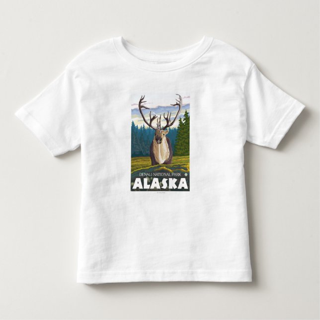 Camiseta Infantil Caribu no selvagem - parque nacional de Denali, (Frente)