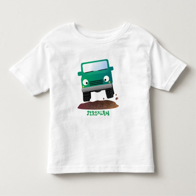 Camiseta Infantil Caricatura de veículos todo-o-terreno 4X4 (Frente)