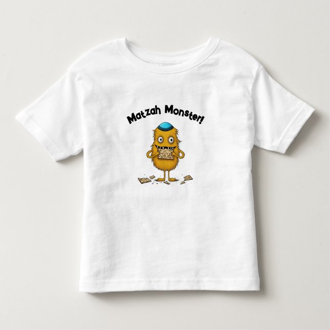 Camiseta Infantil Caricatura Matzah Monster Passover T-Shirt (Frente)