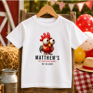 Camiseta Infantil Caricaturas de Galo Fofo Aniversário de 3 Anos
