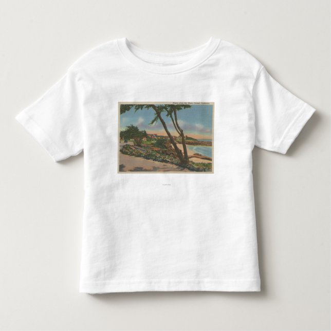 Camiseta Infantil Carmel, CA - casas ao longo da opinião da costa (Frente)