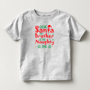 Camiseta Infantil "Caro Papai Noel, Meu Irmão é o Travesso"