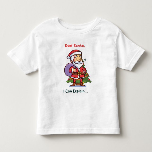 Camiseta Infantil Caros Papais noeis, Eu Posso Explicar - Feliz Nata (Frente)