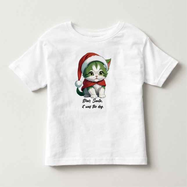 Camiseta Infantil Caros Papais noeis, foi o cão (Frente)