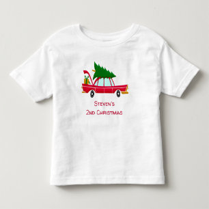 Camiseta Infantil Carregando de carro vermelho retrô em árvore de 