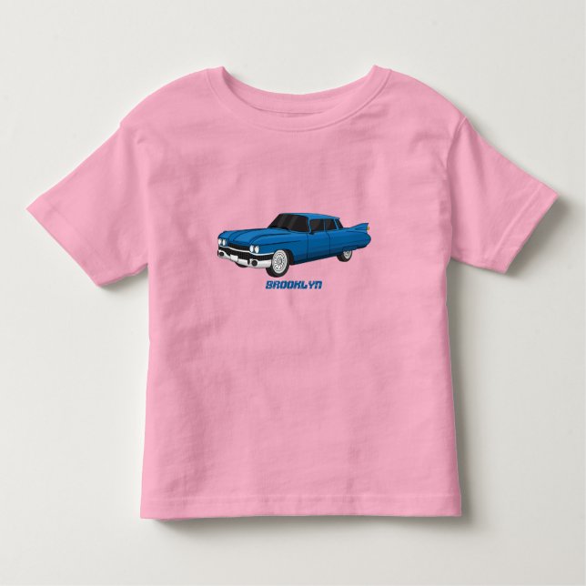 Camiseta Infantil Carro clássico azul legal de 1959 (Frente)