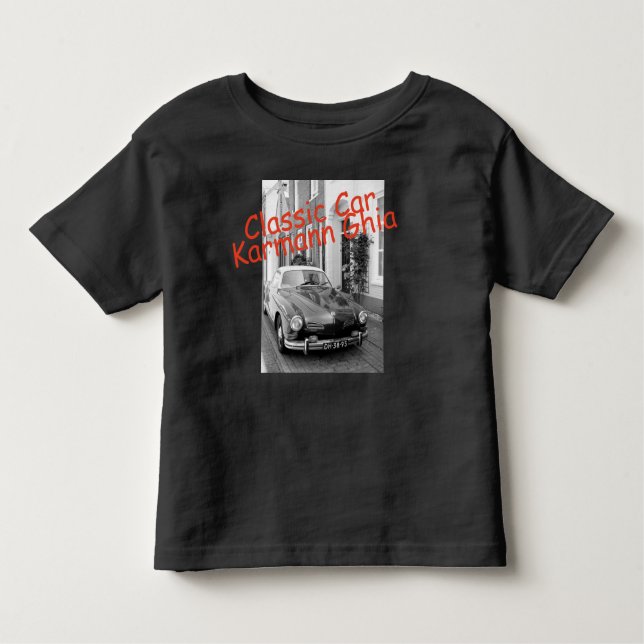 Camiseta Infantil Carro clássico Karmann Ghia em azul real (Frente)